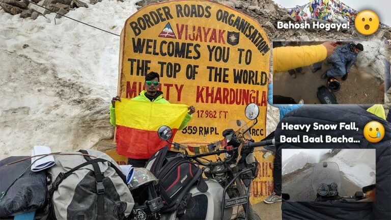 Almost Died at #Khardungla | Leh to Khardungla | Bidar to #Ladakh Ep 8 | Heavy Snow Fall